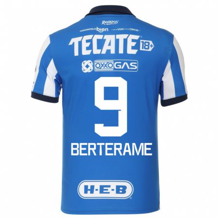 Kandiny Hombre Camiseta Germán Berterame #9 Azul Blanco 1ª Equipación 2023/24 La Camisa Chile