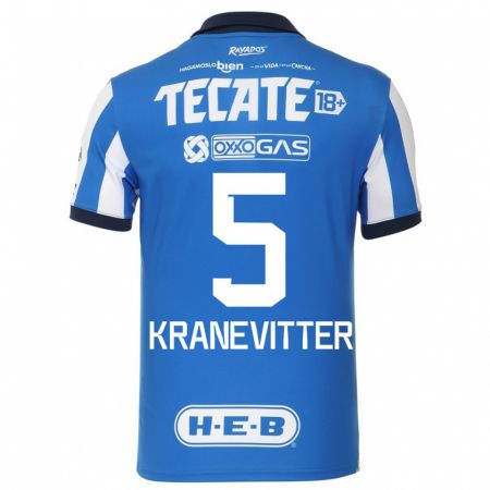 Kandiny Hombre Camiseta Matias Kranevitter #5 Azul Blanco 1ª Equipación 2023/24 La Camisa Chile