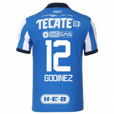 Kandiny Hombre Camiseta Alejandria Godinez #12 Azul Blanco 1ª Equipación 2023/24 La Camisa Chile