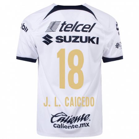 Kandiny Hombre Camiseta José Caicedo #18 Blanco 1ª Equipación 2023/24 La Camisa Chile