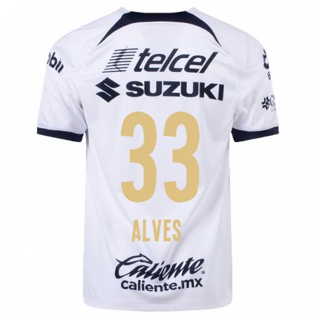 Kandiny Hombre Camiseta Dani Alves #33 Blanco 1ª Equipación 2023/24 La Camisa Chile