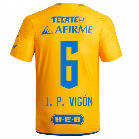 Kandiny Hombre Camiseta Juan Pablo Vigón #6 Amarillo 1ª Equipación 2023/24 La Camisa Chile