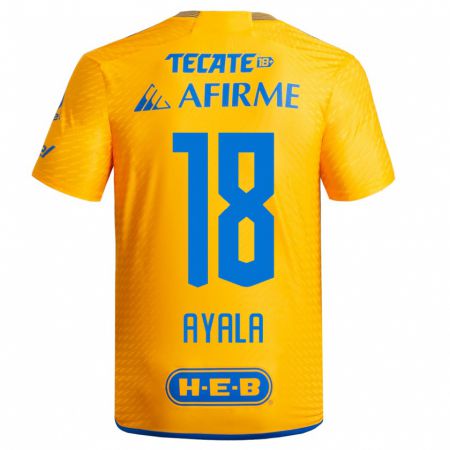 Kandiny Hombre Camiseta David Ayala #18 Amarillo 1ª Equipación 2023/24 La Camisa Chile