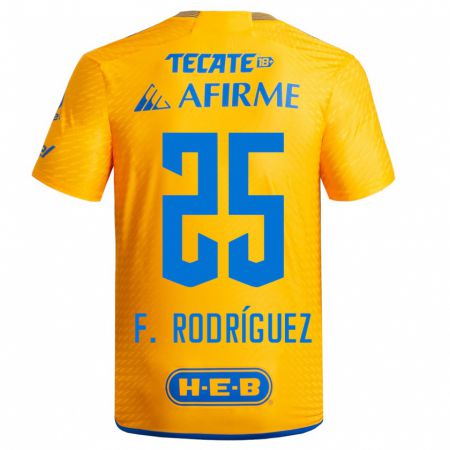Kandiny Hombre Camiseta Felipe Rodríguez #25 Amarillo 1ª Equipación 2023/24 La Camisa Chile