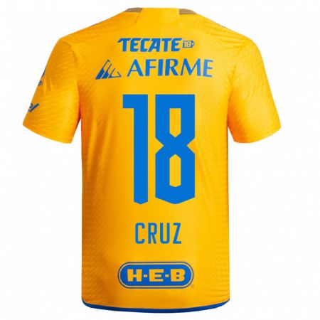 Kandiny Hombre Camiseta Belen Cruz #18 Amarillo 1ª Equipación 2023/24 La Camisa Chile
