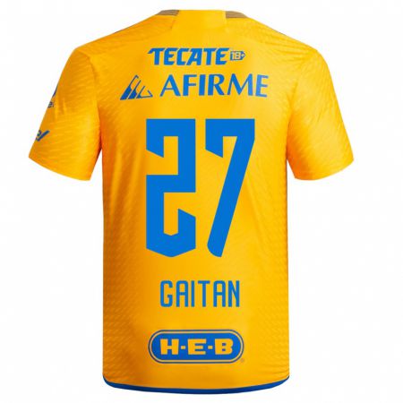Kandiny Hombre Camiseta Natalia Gaitan #27 Amarillo 1ª Equipación 2023/24 La Camisa Chile