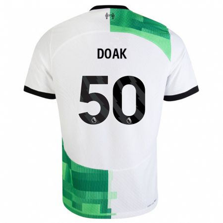 Kandiny Hombre Camiseta Ben Doak #50 Blanco Verde 2ª Equipación 2023/24 La Camisa Chile