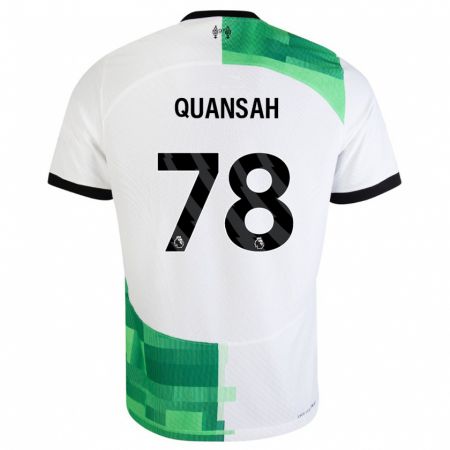 Kandiny Hombre Camiseta Jarell Quansah #78 Blanco Verde 2ª Equipación 2023/24 La Camisa Chile