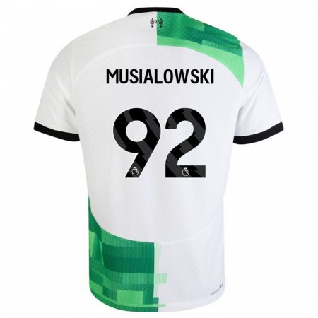 Kandiny Hombre Camiseta Mateusz Musialowski #92 Blanco Verde 2ª Equipación 2023/24 La Camisa Chile