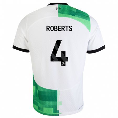 Kandiny Hombre Camiseta Rhiannon Roberts #4 Blanco Verde 2ª Equipación 2023/24 La Camisa Chile