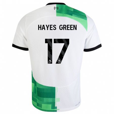 Kandiny Hombre Camiseta Charlie Hayes-Green #17 Blanco Verde 2ª Equipación 2023/24 La Camisa Chile