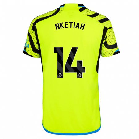 Kandiny Hombre Camiseta Eddie Nketiah #14 Amarillo 2ª Equipación 2023/24 La Camisa Chile