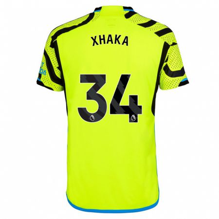Kandiny Hombre Camiseta Granit Xhaka #34 Amarillo 2ª Equipación 2023/24 La Camisa Chile