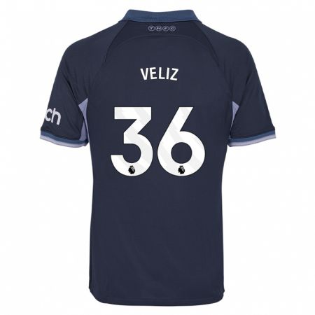 Kandiny Hombre Camiseta Alejo Véliz #36 Azul Oscuro 2ª Equipación 2023/24 La Camisa Chile