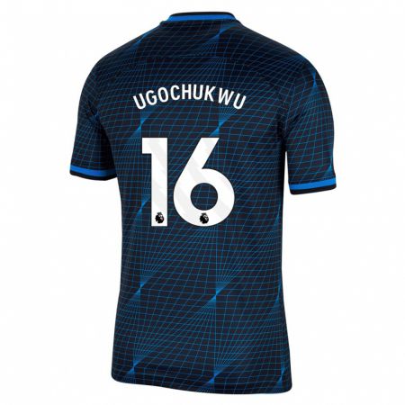 Kandiny Hombre Camiseta Lesley Ugochukwu #16 Azul Oscuro 2ª Equipación 2023/24 La Camisa Chile