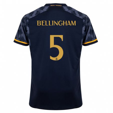 Kandiny Hombre Camiseta Jude Bellingham #5 Azul Oscuro 2ª Equipación 2023/24 La Camisa Chile
