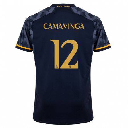 Kandiny Hombre Camiseta Eduardo Camavinga #12 Azul Oscuro 2ª Equipación 2023/24 La Camisa Chile