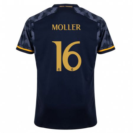 Kandiny Hombre Camiseta Caroline Moller #16 Azul Oscuro 2ª Equipación 2023/24 La Camisa Chile