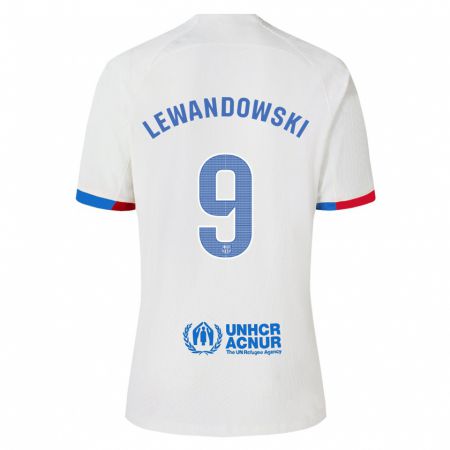 Kandiny Hombre Camiseta Robert Lewandowski #9 Blanco 2ª Equipación 2023/24 La Camisa Chile