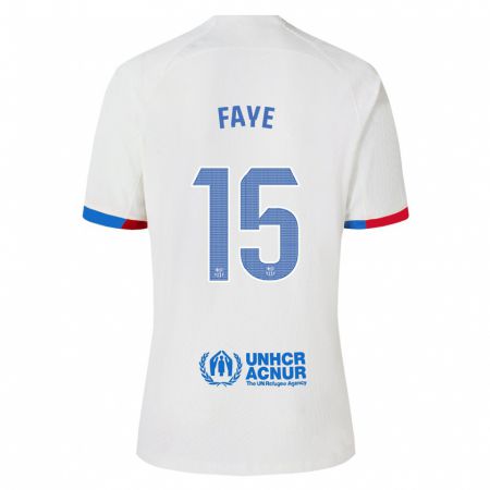 Kandiny Hombre Camiseta Mikayil Faye #15 Blanco 2ª Equipación 2023/24 La Camisa Chile