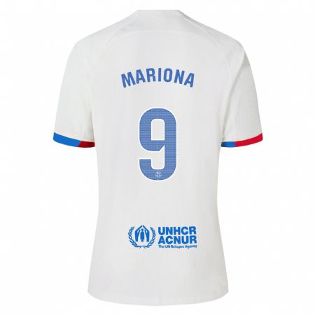 Kandiny Hombre Camiseta Mariona Caldentey #9 Blanco 2ª Equipación 2023/24 La Camisa Chile