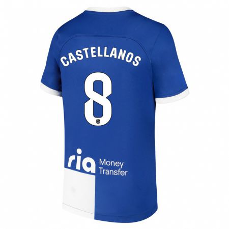Kandiny Hombre Camiseta Jorge Castellanos #8 Azul Blanco 2ª Equipación 2023/24 La Camisa Chile