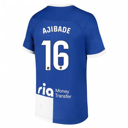 Kandiny Hombre Camiseta Rasheedat Ajibade #16 Azul Blanco 2ª Equipación 2023/24 La Camisa Chile