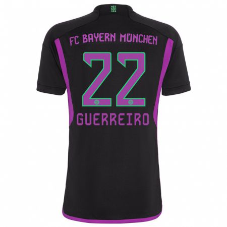 Kandiny Hombre Camiseta Raphaël Guerreiro #22 Negro 2ª Equipación 2023/24 La Camisa Chile
