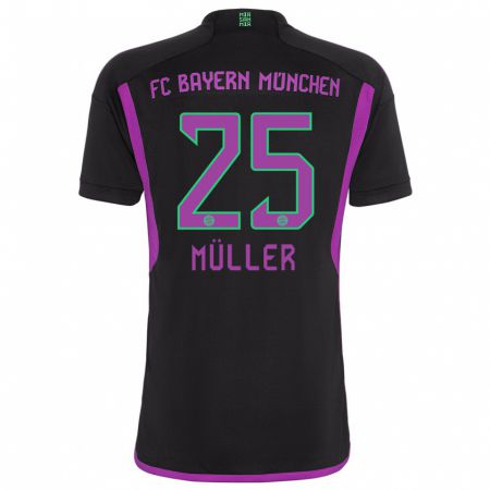 Kandiny Hombre Camiseta Thomas Müller #25 Negro 2ª Equipación 2023/24 La Camisa Chile