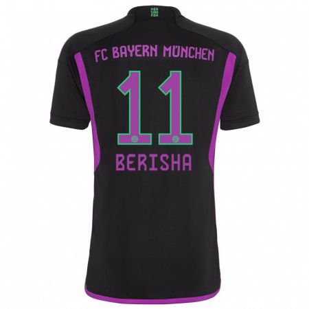 Kandiny Hombre Camiseta Dion Berisha #11 Negro 2ª Equipación 2023/24 La Camisa Chile