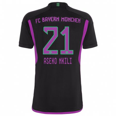 Kandiny Hombre Camiseta Noel Aseko Nkili #21 Negro 2ª Equipación 2023/24 La Camisa Chile