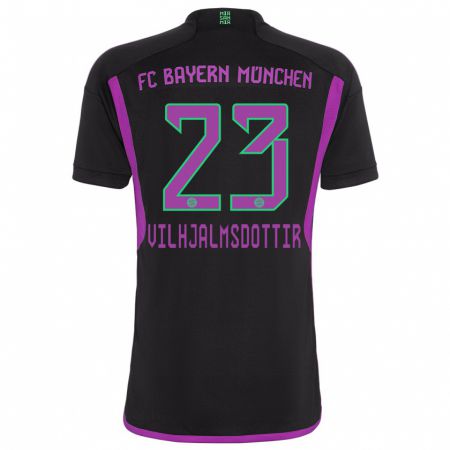 Kandiny Hombre Camiseta Karolina Lea Vilhjalmsdottir #23 Negro 2ª Equipación 2023/24 La Camisa Chile