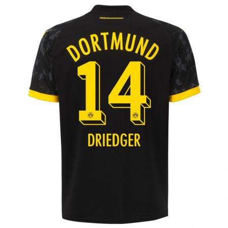 Kandiny Hombre Camiseta Julian Driedger #14 Negro 2ª Equipación 2023/24 La Camisa Chile