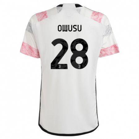 Kandiny Hombre Camiseta Augusto Owusu #28 Blanco Rosa 2ª Equipación 2023/24 La Camisa Chile