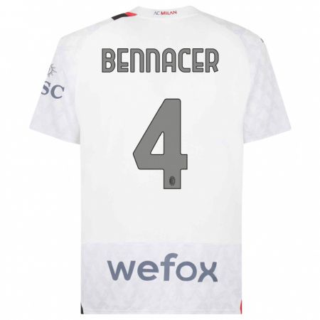 Kandiny Hombre Camiseta Ismaël Bennacer #4 Blanco 2ª Equipación 2023/24 La Camisa Chile