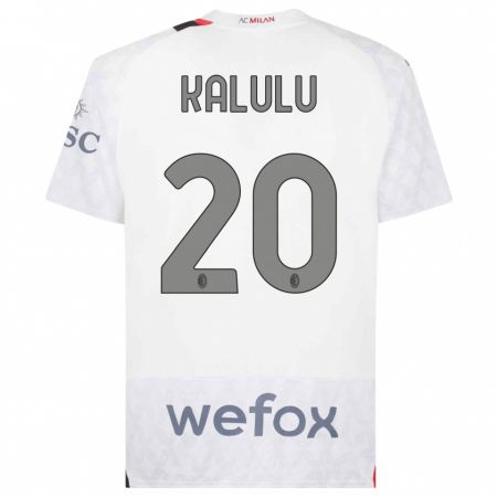 Kandiny Hombre Camiseta Pierre Kalulu #20 Blanco 2ª Equipación 2023/24 La Camisa Chile