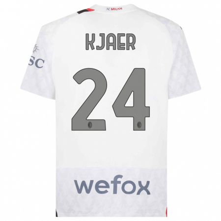 Kandiny Hombre Camiseta Simon Kjaer #24 Blanco 2ª Equipación 2023/24 La Camisa Chile