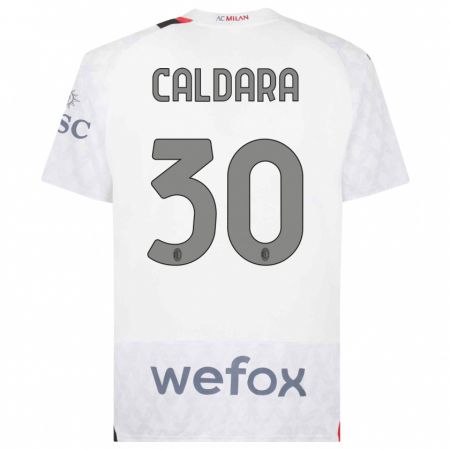 Kandiny Hombre Camiseta Mattia Caldara #30 Blanco 2ª Equipación 2023/24 La Camisa Chile