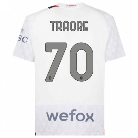 Kandiny Hombre Camiseta Chaka Traorè #70 Blanco 2ª Equipación 2023/24 La Camisa Chile