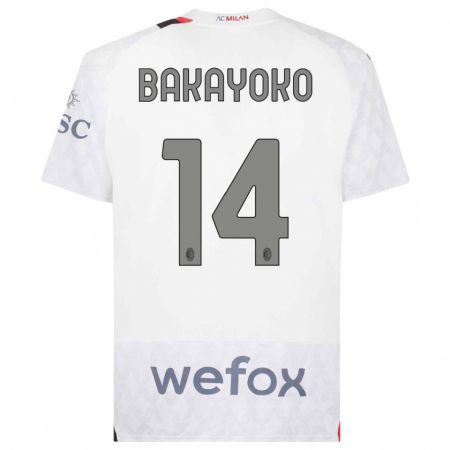 Kandiny Hombre Camiseta Tiemoue Bakayoko #14 Blanco 2ª Equipación 2023/24 La Camisa Chile