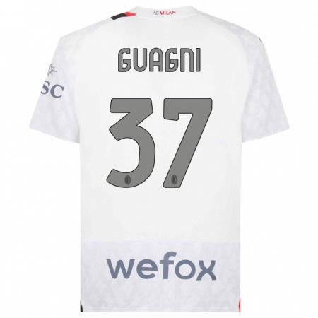 Kandiny Hombre Camiseta Alia Guagni #37 Blanco 2ª Equipación 2023/24 La Camisa Chile