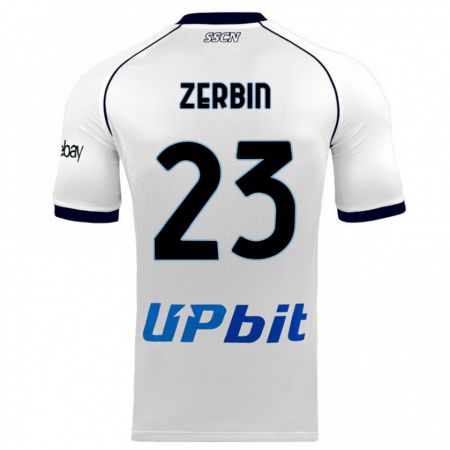 Kandiny Hombre Camiseta Alessio Zerbin #23 Blanco 2ª Equipación 2023/24 La Camisa Chile