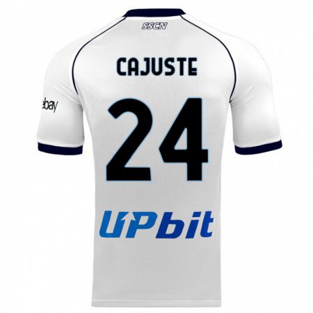 Kandiny Hombre Camiseta Jens Cajuste #24 Blanco 2ª Equipación 2023/24 La Camisa Chile