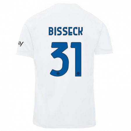 Kandiny Hombre Camiseta Yann Bisseck #31 Blanco 2ª Equipación 2023/24 La Camisa Chile
