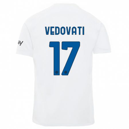 Kandiny Hombre Camiseta Gabriele Vedovati #17 Blanco 2ª Equipación 2023/24 La Camisa Chile