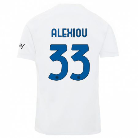 Kandiny Hombre Camiseta Christos Alexiou #33 Blanco 2ª Equipación 2023/24 La Camisa Chile