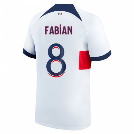 Kandiny Hombre Camiseta Fabián Ruiz #8 Blanco 2ª Equipación 2023/24 La Camisa Chile