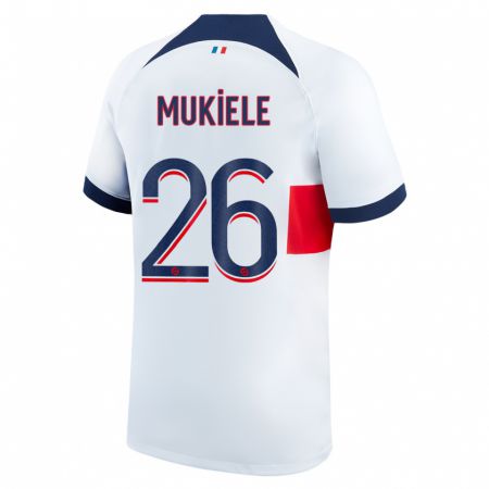 Kandiny Hombre Camiseta Nordi Mukiele #26 Blanco 2ª Equipación 2023/24 La Camisa Chile