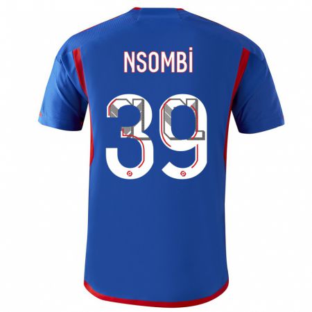 Kandiny Hombre Camiseta Gael Nsombi #39 Azul Rojo 2ª Equipación 2023/24 La Camisa Chile