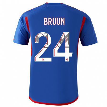 Kandiny Hombre Camiseta Signe Bruun #24 Azul Rojo 2ª Equipación 2023/24 La Camisa Chile